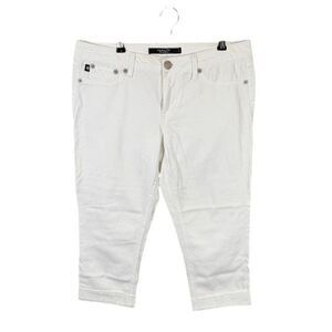 Domaine Grand‎ Jeans Denim Capris White Flap Pockets Size 13 / 32